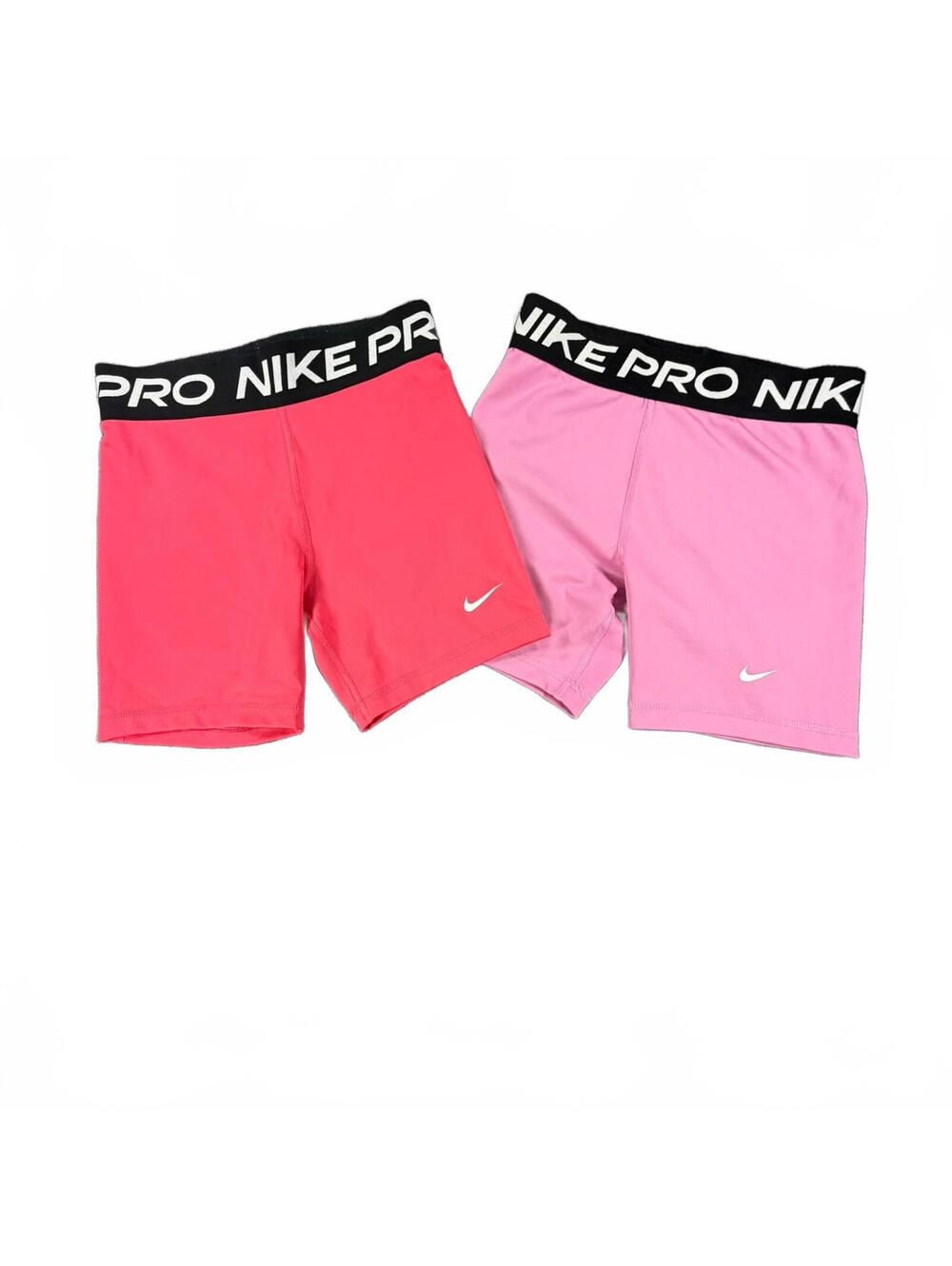 Girl's Nike Lot of 2 Pro Dri-FIT Compression Shorts Bundle Red & Pink Size XL